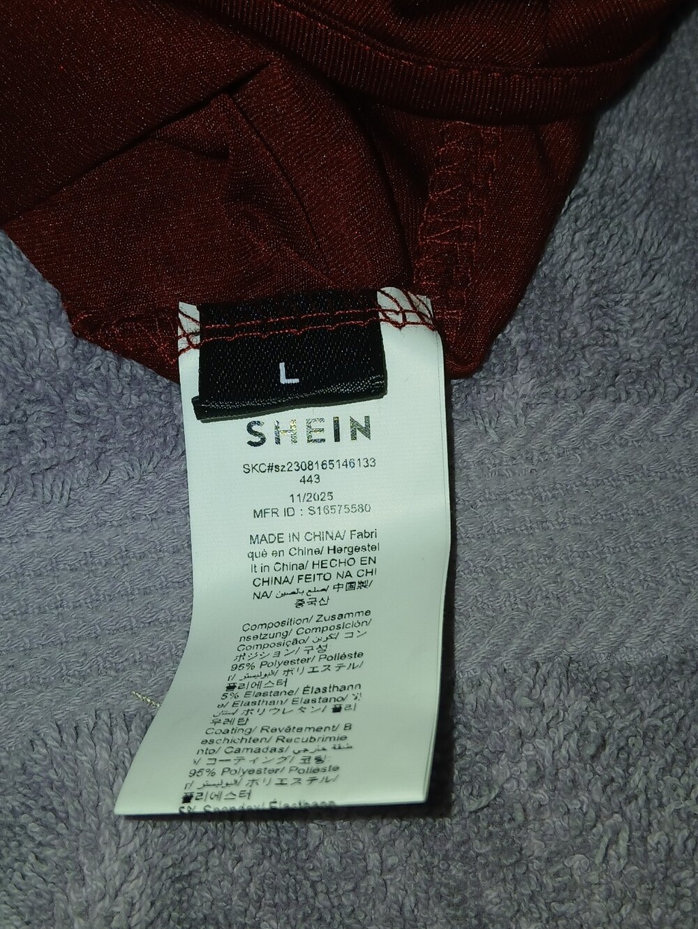 NWOT Berry Red Shein Long Sleeve Mock Neck Bodysuit - Picture 6 of 6